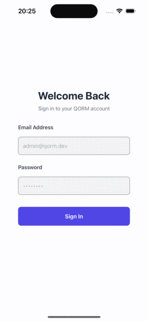 Login screen on iOS