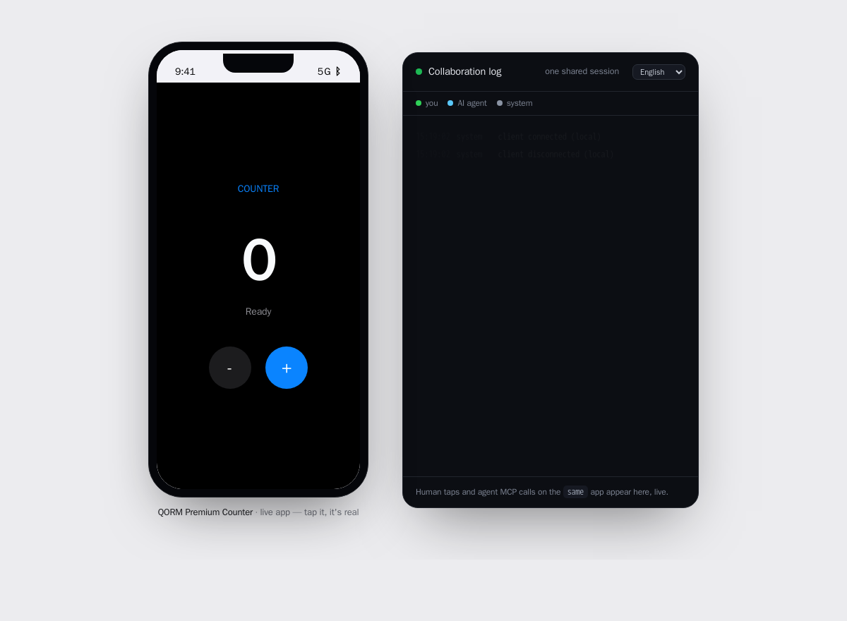 Your AI assistant editing a live QORM app while you watch