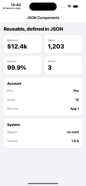 Reusable JSON components rendered on iOS